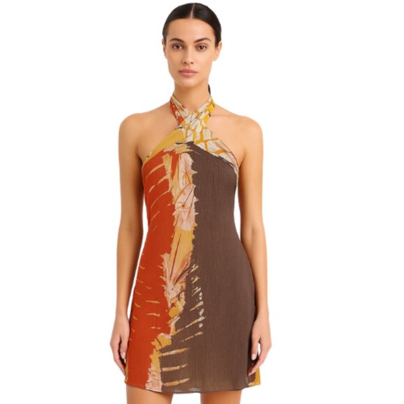 Josie Natori Printed Tribal Halter Dress in Size 6 - Picture 1 of 5